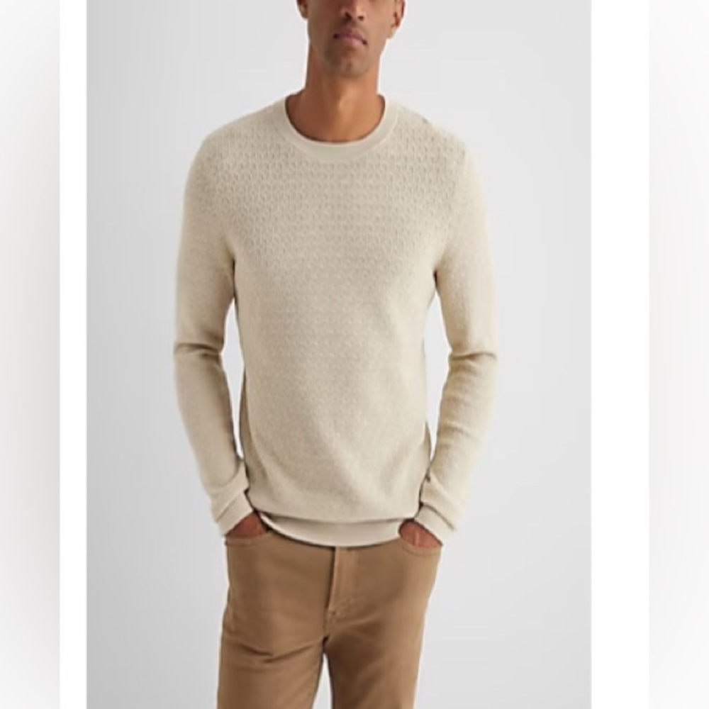 EXPRESS GEO TEXTURED COTTON CREW NECK SWEATER NWOT MEDIUM